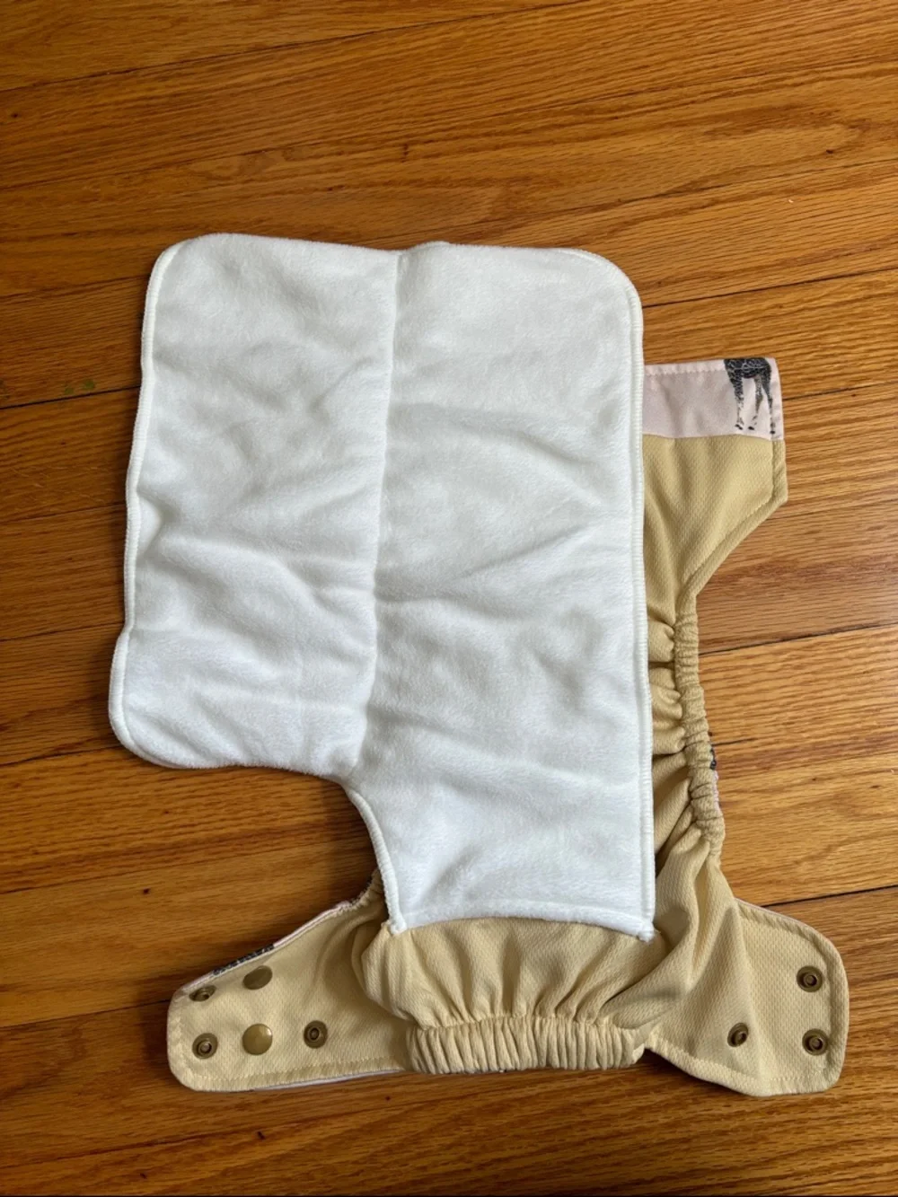 Adjustable Giraffe Print Cloth Diaper Cover - Cream with Blue Giraffes